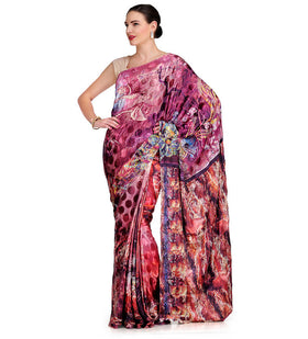 Multi Color Semi Crepe Jacquard Saree