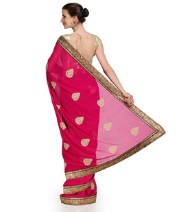 Magenta Faux Chiffon Saree