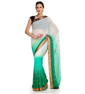 Off White Shaded Faux Georgette Saree