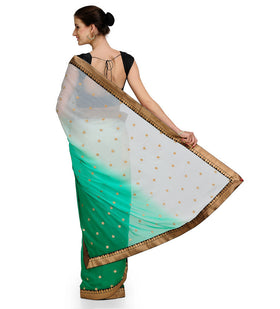 Off White Shaded Faux Georgette Saree