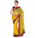 Yellow Brasso Saree with Zari Border