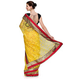 Yellow Brasso Saree with Zari Border