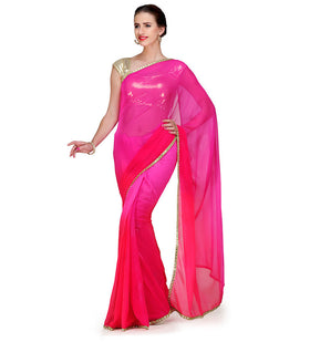 Magenta Shaded Faux Chiffon Saree