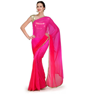 Magenta Shaded Faux Chiffon Saree