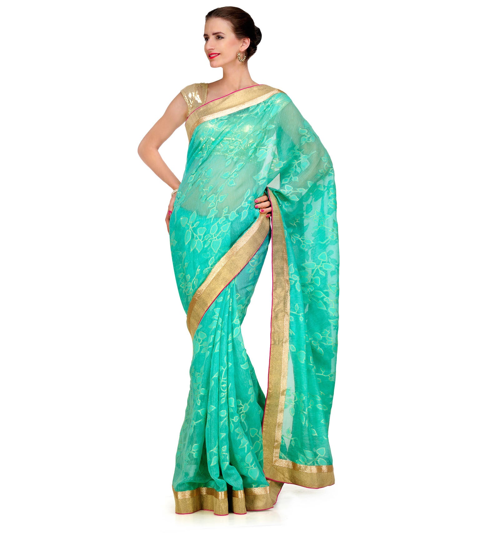 Sea Green Super Net Saree