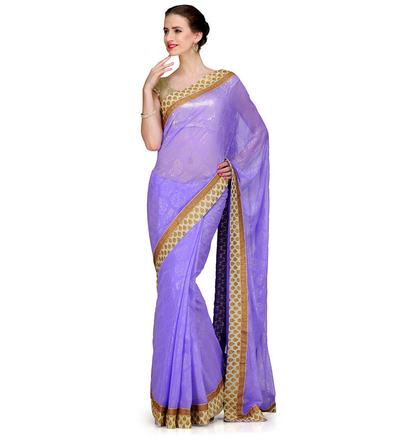 Purple Faux Georgette Saree