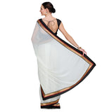 White Faux Chiffon Saree