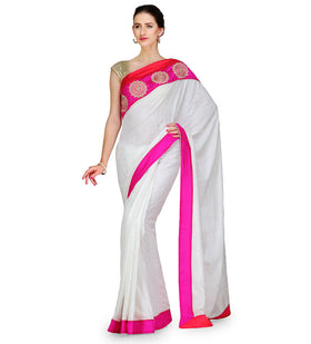 White Art Silk Saree with Zari Work