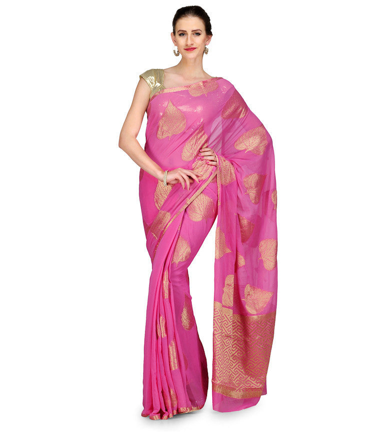 Mauve Faux Chiffon Saree