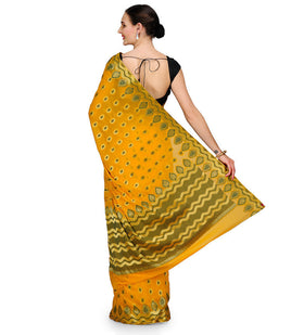 Yellow Faux Chiffon Saree