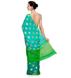 Blue & Green Shaded Faux Chiffon Saree