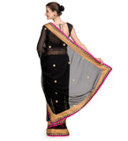 Black Faux Georgette Saree