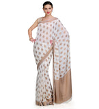 White Faux Chiffon Saree