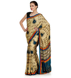 Fawn Semi Crepe Jacquard Saree