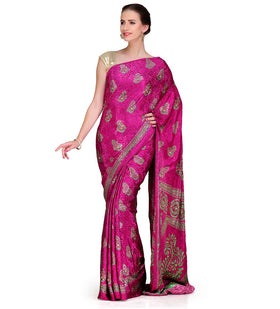 Mauve Semi Crepe Jacquard Saree