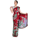 Maroon Semi Crepe Jacquard Saree