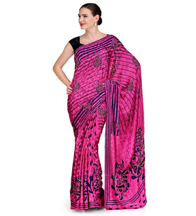 Magenta Semi Crepe Jacquard Saree