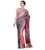 Multi Color Semi Crepe Jacquard Saree