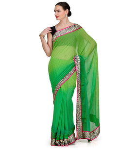 Green Shaded Faux Georgette Saree