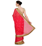 Red Faux Chiffon Saree