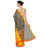 Grey Faux Georgette Printed Saree