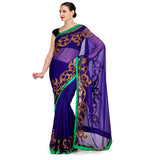 Royal Blue Faux Chiffon Saree