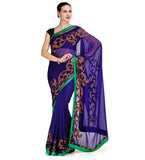 Royal Blue Faux Chiffon Saree