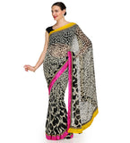 Black & White Faux Georgette Saree