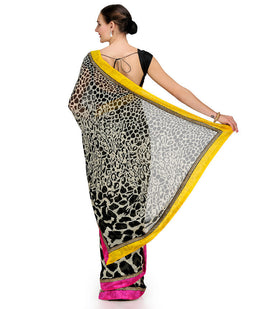 Black & White Faux Georgette Saree