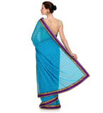 Turquoise Net Jacquard Saree