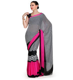 Black & White Faux Georgette Printed Saree