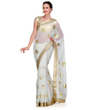 Off White Faux Chiffon Saree