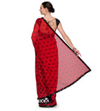 Red Faux Georgette Printed Saree