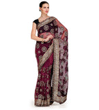 Wine Tissue Saree with Swarovski Work