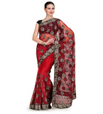 Maroon Tissue Saree with Swarovski Work