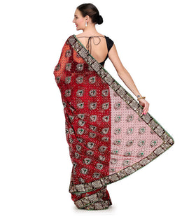 Maroon Tissue Saree with Swarovski Work