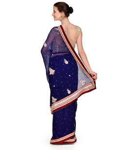 Navy Blue Viscose Saree