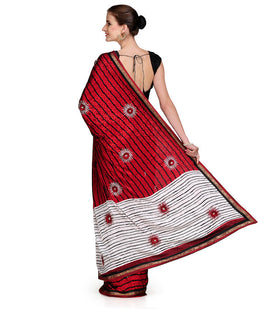 Maroon Semi Crepe Jacquard Saree