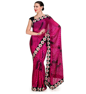 Magenta Brasso Saree with Swarovski Work