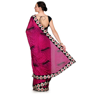 Magenta Brasso Saree with Swarovski Work