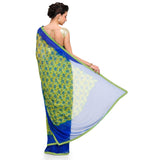 Green Faux Georgette Printed Saree