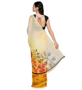 Off White Shaded Faux Chiffon Saree