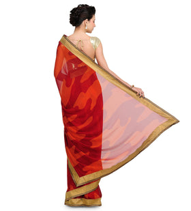 Maroon Faux Georgette Printed Saree