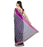 Purple Faux Georgette Printed Saree