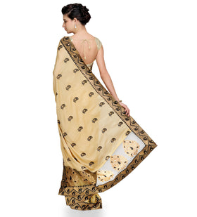 Beige Moss Crepe Saree