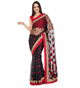 Black Tissue Brasso Saree with Zari Border