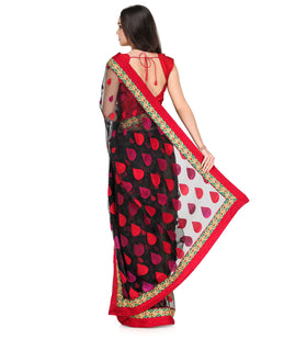 Black Tissue Brasso Saree with Zari Border