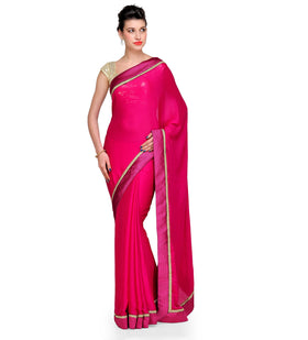 Magenta Faux Chiffon Saree