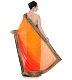 Orange Shaded Faux Chiffon Saree