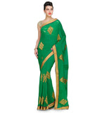 Green Faux Chiffon Saree